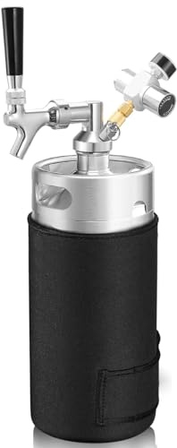 Clearance-Hgkeke128OZ Mini Keg Growler, Stainless Steel Beer Keg Tap System Portable Draft Beer Dispenser to Keep Fresh and Carbonation, Beer Tap System for Homebrew, Craft and Draft Beer