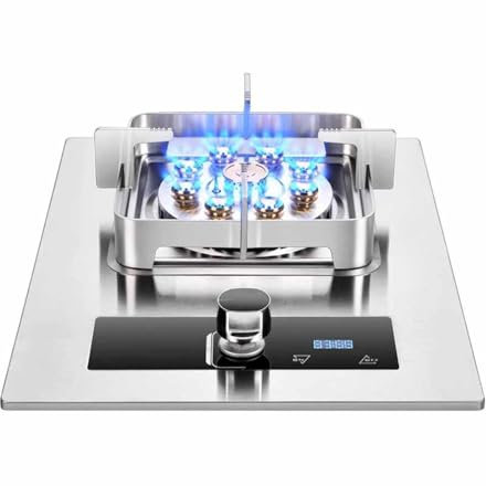 Fornello a gas a bruciatore singolo, ad alta efficienza, 5,2 kW, con timer e spegnimento della fiamma, design in vetro temperato per una cucina casalinga sicura