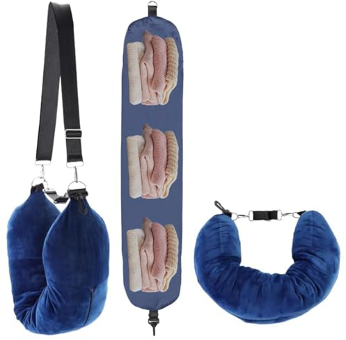 Dhisperares Cuscino Viaggio Riempibile in Velluto Morbido, Cuscino Viaggio Forma U Riempibile con Tracolla Regolabile, Multifunzionale Cuscini Cervicale Imbottito, Adatto a Viaggi in Auto, Aereo, Blu