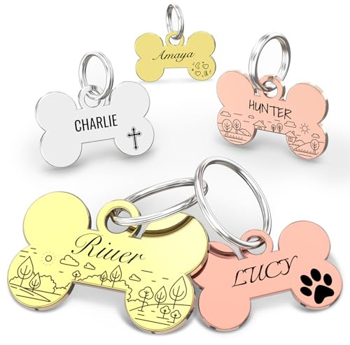 Médaille d'identification en forme d'os pour chien et chat | Acier inoxydable poli avec bords lisses | Gravure au laser – Ne se décolore pas