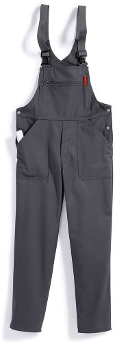 BP Cotton Plus 1409-720-53 Latzhose - Verstellbarer Bund - Dehnbare Hosenträger mit Kunststoff-Clip-Verschlüssen - 65% Baumwolle, 35% Polyester - Normale Passform - Größe: 60 - Farbe: dunkelgrau