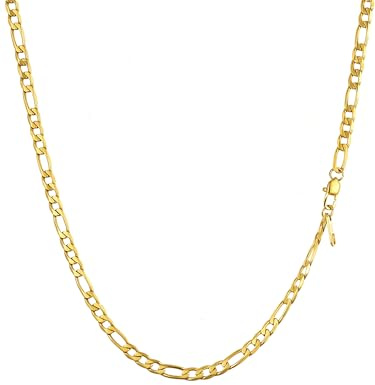 PROSTEEL Collana catena figaro 55 cm larghezza 4 mm oro acciaio inossidabile placcato oro 18K