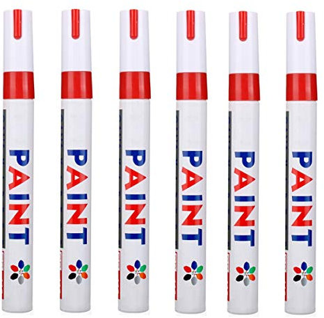 Hallenwerk ROT/RED 6X Stück Reifen Stift Reifenmarker Auto, Motorrad, Fahrradreifen Reifenmarkierungsstift Reifenstift Marker Stift Beschriftung wasserfest wetterfest -101934