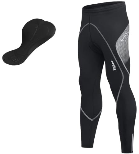 Brisk Bike Pantaloni Ciclismo Uomo Elasticizzato con Imbottitura Cool Max Pantaloni Ciclismo Uomo Invernale Leggings Termici con Cuciture Flatlock (IT, Testo, M, Regular, Regular, Nero/Grigio)