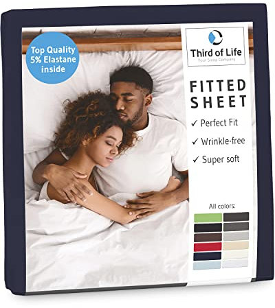 Premium Spannbettlaken 180x200 cm I Aus natürlicher und weicher Baumwolle I Das atmungsaktive Bettlaken BENE ist fussel- & faltenfrei I Designed in Germany I Jersey Bettbezug I 20 cm Höhe, 180x200cm