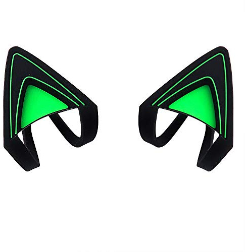 HUYUN Silicone Cat Kitty Ears Lovely Attachable Accessory Compatible for Razer Kraken 2019, Kraken TE Headsets (Green)