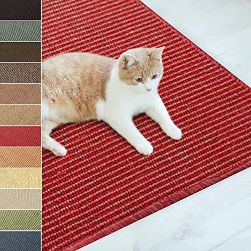 KARAT Paillasson en Sisal pour Chats,Tapis Griffoir,Tapis de grattage pour Chats,Tapis à griffer,Tapis à gratter résistant,Protection Idéale pour Meubles et Le Bien-être du Chat (Rouge 60x80 cm)
