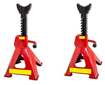 YASTA Coppia di cavalletti Moto portata da 3 Tonnellate 9 livelli regolabili per Auto con leva di sicurezza Set di due Cavalletti da sostegno officina, fai da te, Professionale, Domestico, Garage