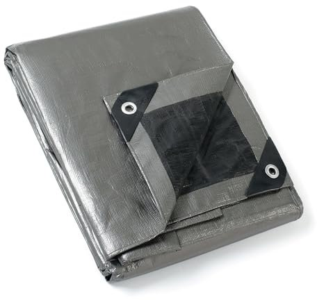 GUARD SHIELD Abdeckplane mit Ösen Wasserdicht 2m x 3m Grau/Schwarz Plane Gewebeplane 160g/㎡ Schutzplane Allzweckplane, Reißfest, UV-stabilisiert, Schimmelresistent