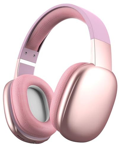 Gabba Goods Wireless Over Ear Bluetooth Headphones with Microphone - Wireless Headset -Noise Reduction - Bluetooth, Wired,Built in Micro SD for Travel, Home, Work TV,PC,Gaming,Cellphone (Pink)