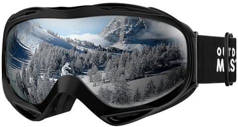 OutdoorMaster Unisex Skibrille OTG für Damen und Herren, Snowboard Brille Schneebrille 100% UV-Schutz skibrille für brillenträger, Anti-Nebel Snowboard Brille Ski Goggles für Jungen(VLT10%)