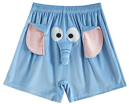 FGFD&OU Shorts de Pyjama Homme et Femme Bas de Pyjama Court Doux Vêtements de Nuit Élastique Pantalon Short Drôles de Détente & d'Intérieur, Cadeaux Drôles (Bleu, XL)