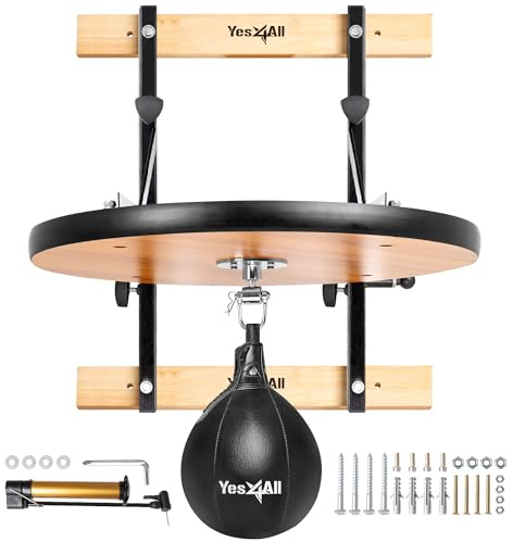 Yes4All 24 inches Adjustable Speed Bag Platform with Upgraded Speed Balls, Wall Mount Punching Bag Boxing Training Full Kit