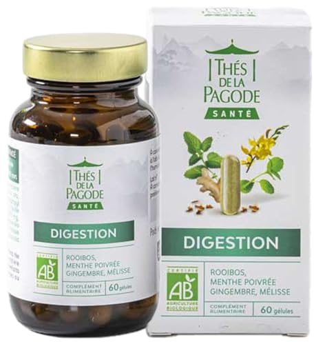 Thés de la Pagode - Complément Alimentaire Digestion - Rooibos, Menthe Poivrée, Gingembre, Mélisse - 60 Gélules Végétales Certifiées Bio, Programme 30 Jours