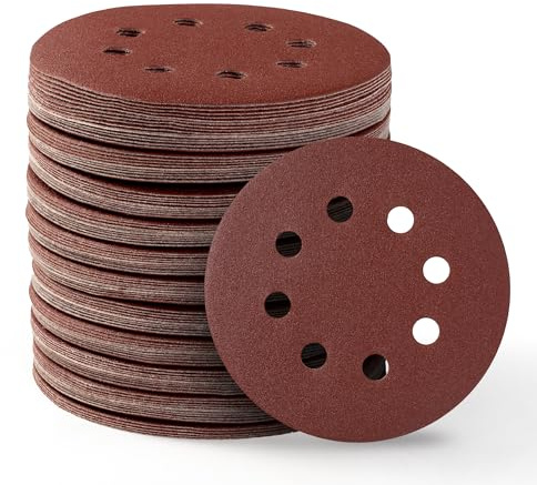 Selead 110 Stück Schleifpapier 125mm Klett Profi 8-Loch Schleifscheiben Körnungen P150 Schleifpapier Rund für Exzenterschleifer