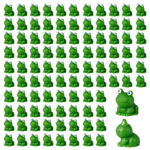 100 Piezas de Mini Ranas de Resina, Figuras de Rana Verde Ranas de Resina en Miniatura Rana Linda para Manualidades Casa de Muñecas Jardín Decoración de Contenedores de Vidrio