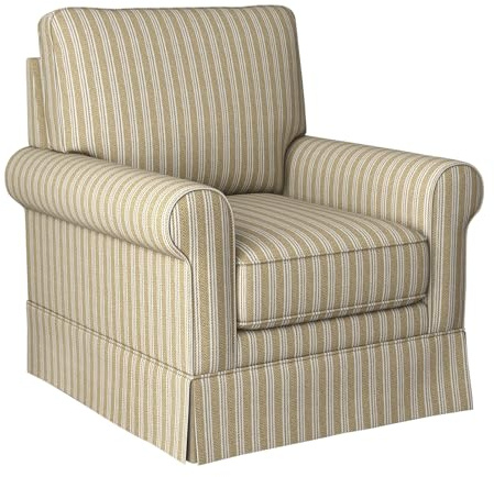 INZOY Swivel Accent Chair Linen Mid Century Modern Chair, Comfy Swivel Barrel Reading Chair, Upholstered Square Chair for Living Room Bedroom Small Spaces, Fully Assembled, Brown Stripe