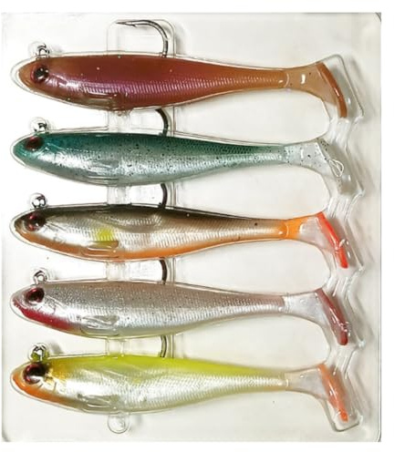 HOUSON 5 pieces rubber fish fishing lures, artificial lures, trout lures, artificial lures for saltwater, freshwater, trout, bass, salmon, fishing, 9 cm