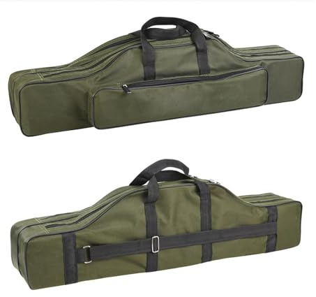 Pomurom Borsa Porta Canne da Pesca 80cm - Custodia Impermeabile e Pieghevole per Attrezzi da Pesca con Organizzatore
