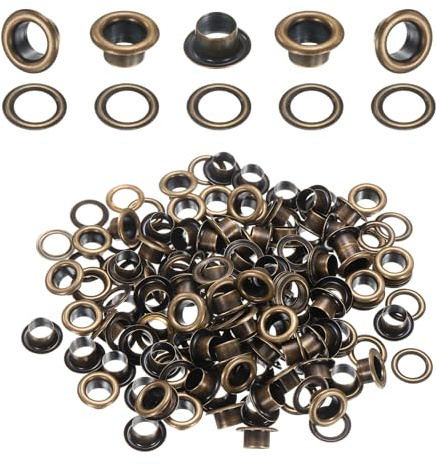 QUARKZMAN Kit d'œillets en Laiton avec Rondelles 6mmID Marron 50Ensemble | Oeillets pour Tissu Rideau Bâche Ceinture Cuir Chaussure Sac DIY