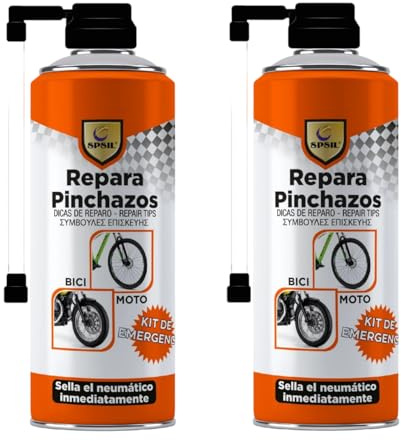 SPSIL Kit Liquido Antipinchazos Repara Pinchazos para Coche 2Pcs Moto Bicicleta Sellador Neumaticos Tubeless Reparación Rápida sin Desmontar Emergencia Viaje Caravana Rueda 200ml