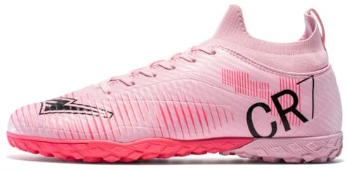 WANGYFAN Scarpe da Calcio per Ragazzi Scarpe da Ginnastica Outdoor Unisex Scarpe da Calcio Giovanile AG FG Scarpe da Allenamento Larghe,Rosa,41 EU