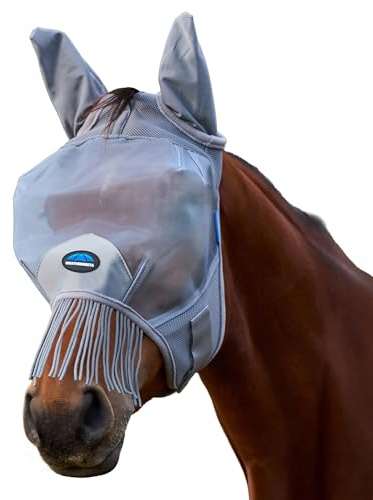WeatherBeeta ComFiTec Fine Mesh Fly Mask with Ears & Tassels, Grey, Medium