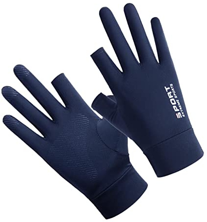 APLVFFZH Guantes de Verano de Hielo Protección Solar Palma Antideslizante Sin Dedos para Hombres Mujeres Y Niños Ciclismo Pesca Escalada Y, dos dedos azul, universal