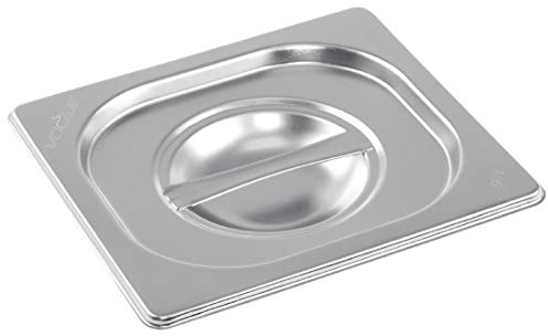 Vogue Stainless Steel 1/6 Gastronorm Pan Lid, Silver, Compatible with all Vogue 1/6 sized Gastronorm Trays (K992) | K993