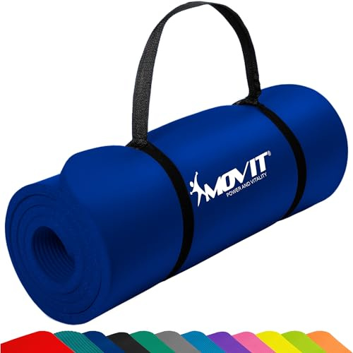 MOVIT Gymnastikmatte, hautfreundlich und phthalatfrei, in 3 Größen und 12 Farben - Auswahl: 190cm x 60cm x 1,5cm in royal-blau