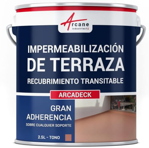 ARCANE INDUSTRIES Peinture résine d'étanchiété terrasse Exterieur - Peinture étanche circulable pour Sol extérieur : ARCATERRASSE - 2.5 L Tuile