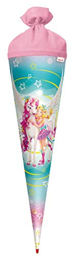 ROTH Schultüte Magisches Einhorn 70 cm groß - rund Rot(h)-Spitze Filzverschluss - Zuckertüte Mädchen