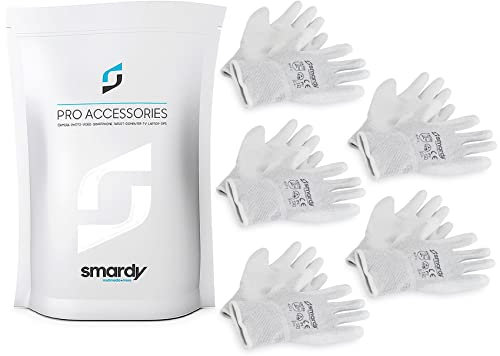 SMARDY 5 Paia Guanti Antistatici ESD Touchscreen-Compatibili Taglia M (8), Guanti Protettivi per Lavorare su Elettronica, Fotocamere, Obiettivi, Protezione da Impronte Digitali e Cariche Elettriche