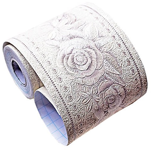 Elegant White Floral Peel and Stick Wallpaper Border - Removable, 3D Pattern Wall Decal, 10cm x 5m