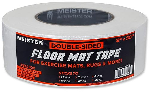 Meister Ruban Adhésif Double Face 5 cm pour Tapis de Sol - Fixe les Tapis d'Exercice et les Tapis en Place