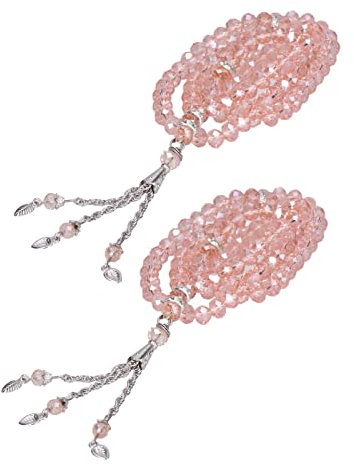 Tnfeeon 2 Stücke Muslimische Gebetskette Farbige Glasur 99 Perlen Mihrab Separatoren Zählen Exquisite Design Tasbih Gebetskette 0,31 Zoll(Rosa)