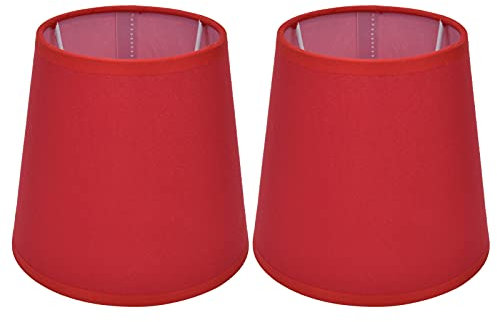 Tomotato Paralume in Tessuto, Cilindrico Stile Europeo Panno Lampshade E14, Lampada da Tavolo e Terra, Rosso, per Camera da Letto e Soggiorno