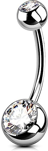 OUFER Body Piercing 10/12/14/16mm Belly Bars senza filettatura Push in Belly Button Bars Gioielli per piercing ombelico in titanio Barra per piercing ombelico 14G Piercing ombelico Anello per ombelico