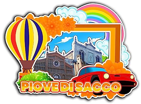 Piove di Sacco Veneto Italia, Magnete da Frigorifero in Legno 3D Monumenti di Viaggio da Collezione Souvenir Decorazione Fatto a Mano -2828
