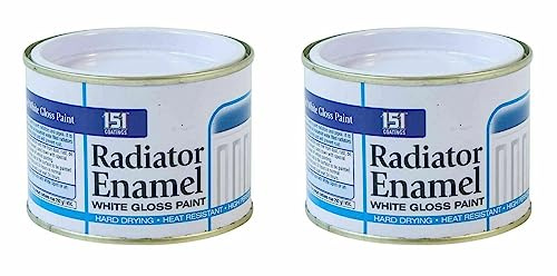 PNJB, 151 Coatings Paint Primer Metallic Gloss Matt 180ml, Non-drip Gloss Paints, Hard Drying, Hard Built, And High Performance (Radiator Enamel White Gloss, Pack of 2)