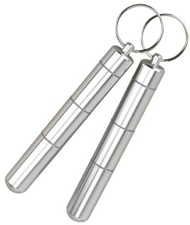 JOCXZI Organiseurs personnels de comprimés,Boîte à pilules Porte-clés boîte à pilules de Poche, boîte à pilules en métal de Voyage, Distributeur de pilules, 2 pièces Argent