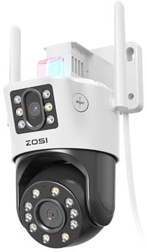 ZOSI Dual-Lens WiFi Outdoor Security Camera with 8X Hybrid Zoom, 4MP+4MP Dual View Home CCTV Camera Wireless, Auto Tracking, Person/Vehicle Detection, Color Night Vision, Spotlight Siren, C298 Max