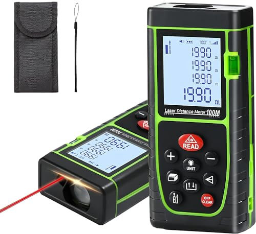 Laser Measure Device Measuring range 60 m Laser tape measure ±3mm Accuracy, with M/In/Ft Unit Electronic Digital Lazer Measurement Tool, Angle Sensor, Backlit Led, IP54 Waterproof,One Bubble Level