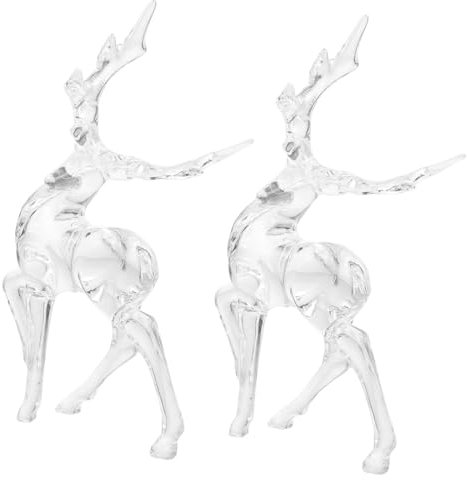 LIFKOME 2st Klares Rentierdekor Rentierfigur Rehkitzfigur Hängendes Kristall-tierfiguren Rentier-weihnachtsbaumschmuck Weihnachts-elch-Statue Rentierdekoration Plastik Büro Ornament Hirsch