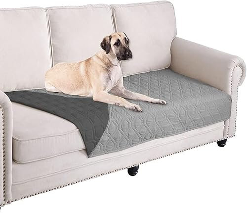GYURO 100% wasserdichte Hundedecke-Beidseitig verfügbar und weich Hundematte für großeund kleine Hunde,Schutz für Sofa & Bett& Auto - in der Waschmaschine waschbar (Grau, 97 * 190CM)