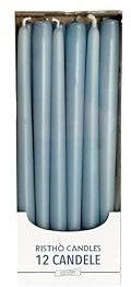 Candele Coniche, Dusty Blue, Diametro 2.2 cm, Altezza 30 cm, 12 pezzi