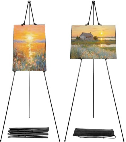 LDXDRU 2 Stück Staffelei Hochzeit, 160cm Leinwand Ständer, Folding Leinwand Halterung, Willkommensschild Hochzeit,Tragbare Teleskop Tischstaffelei Schwarz für Hochzeitsschild Poster Studio Display