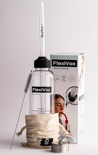 FlexiVox®, röstträningsset | Använt inom logopedi och röstterapi med aseptiskt talk + Mätflaska + Borste + Väska + Digital e‑bok + Justerbar propp