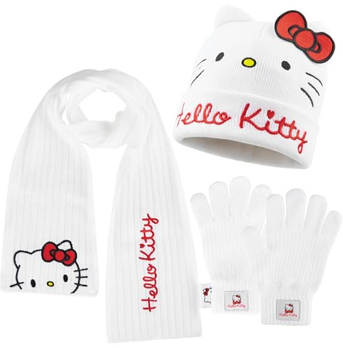 Hello Kitty Girls Hat Gloves And Scarf Set, Winter Accessories - Gifts For Girls