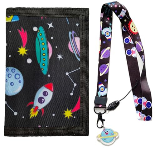 NHPY Cartera para Niños y Niñas con Cordón de Cremallera, Motivo Espacial